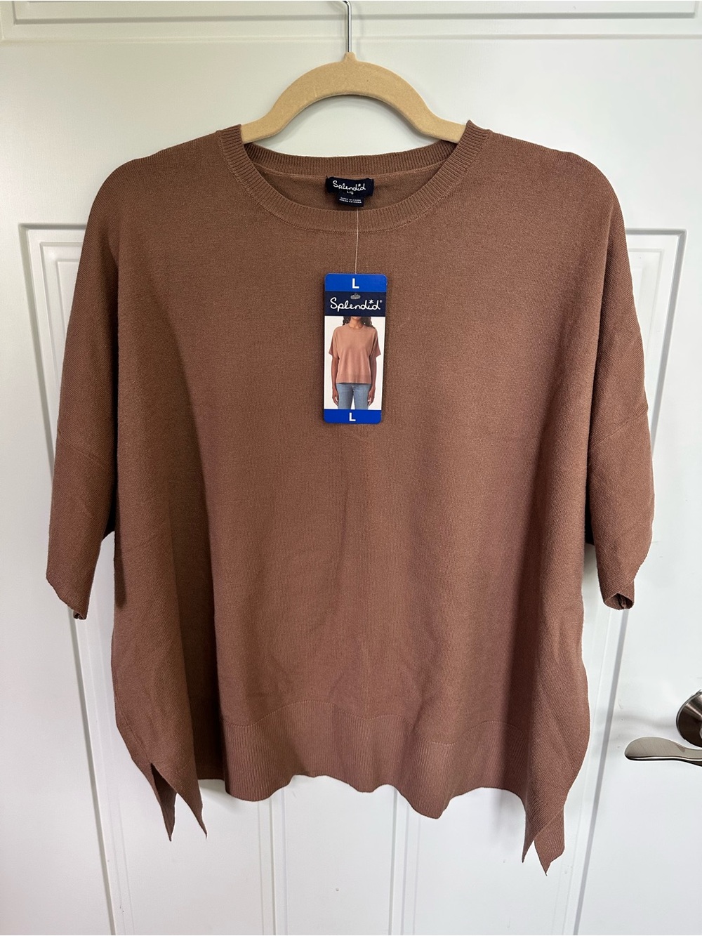 NWT Splendid Women’s Relaxed Short-Sleeve Tunic in Brown